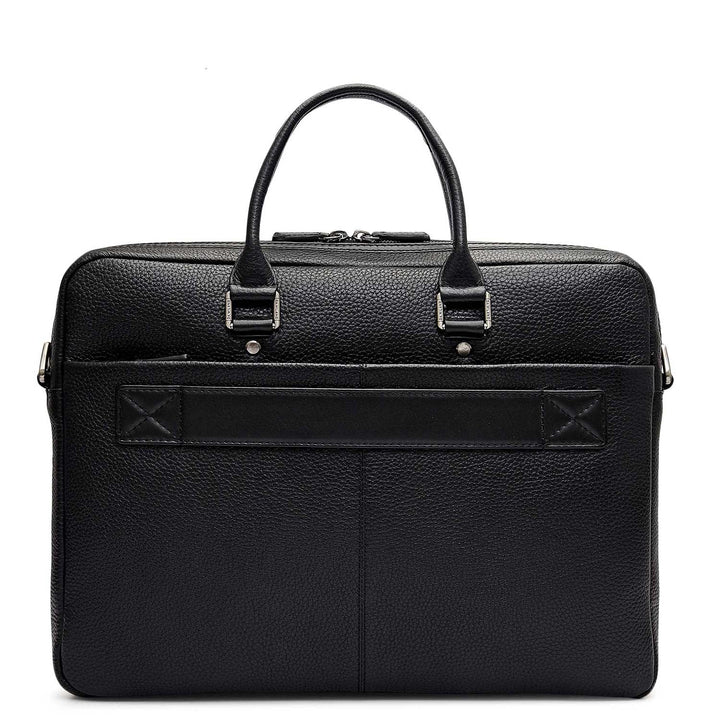 Wax Leather Laptop Bag - Black