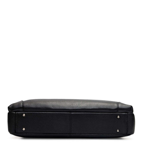 Wax Leather Laptop Bag - Black