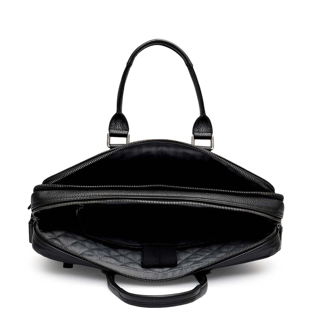 Wax Leather Laptop Bag - Black