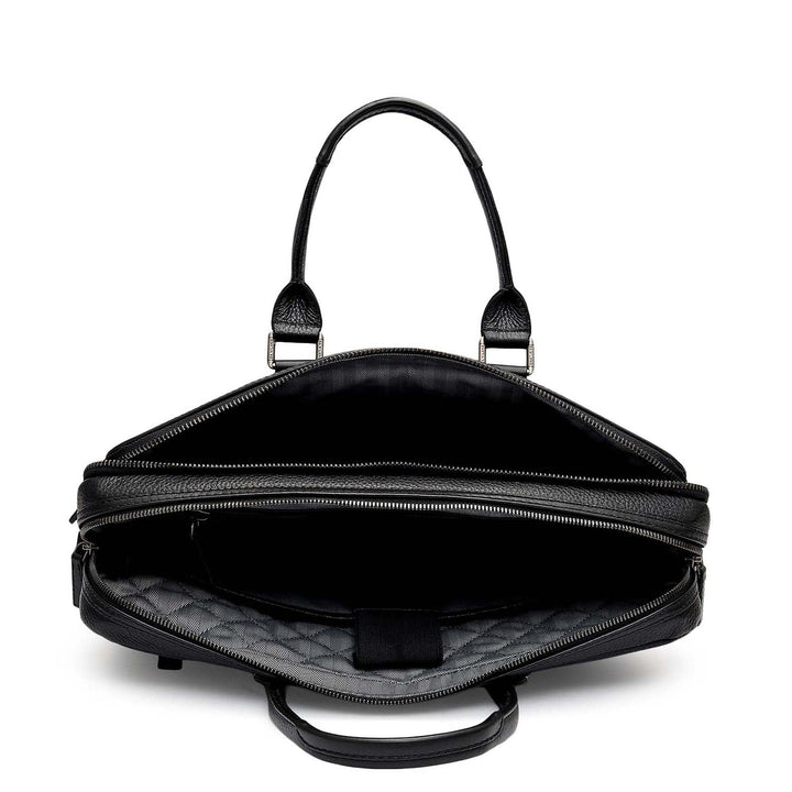 Wax Leather Laptop Bag - Black