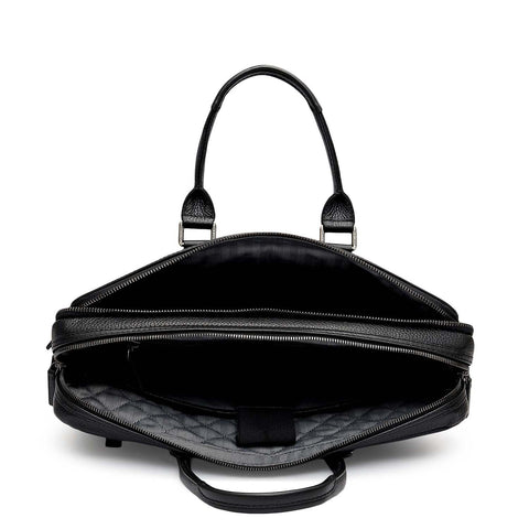 Wax Leather Laptop Bag - Black