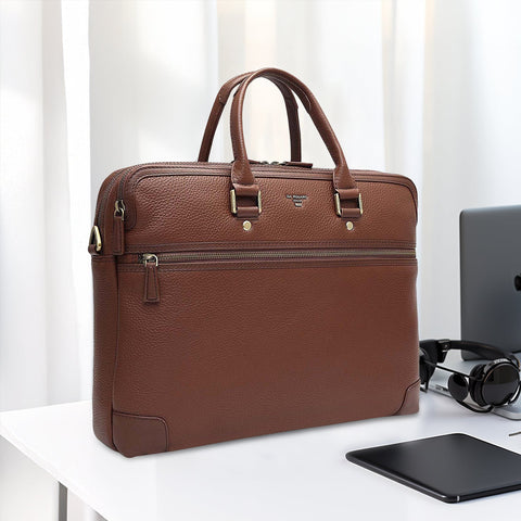 Wax Leather Laptop Bag - Espresso