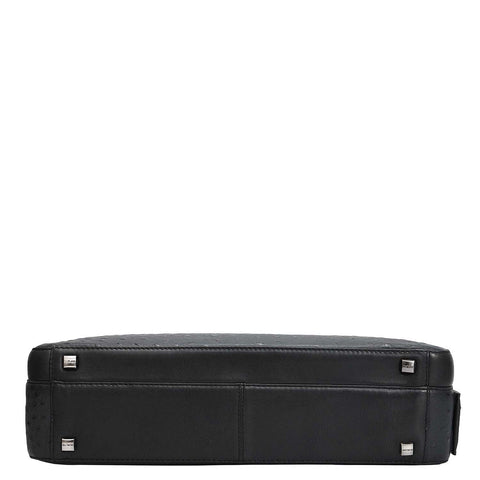 Ostrich Leather Laptop Bag - Black