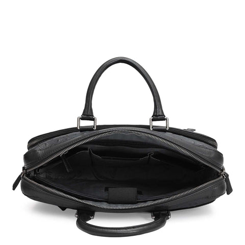Ostrich Leather Laptop Bag - Black