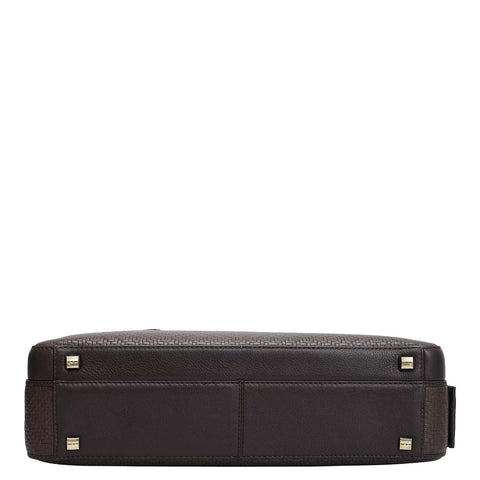 Mat Emboss Leather Laptop Bag - Brown