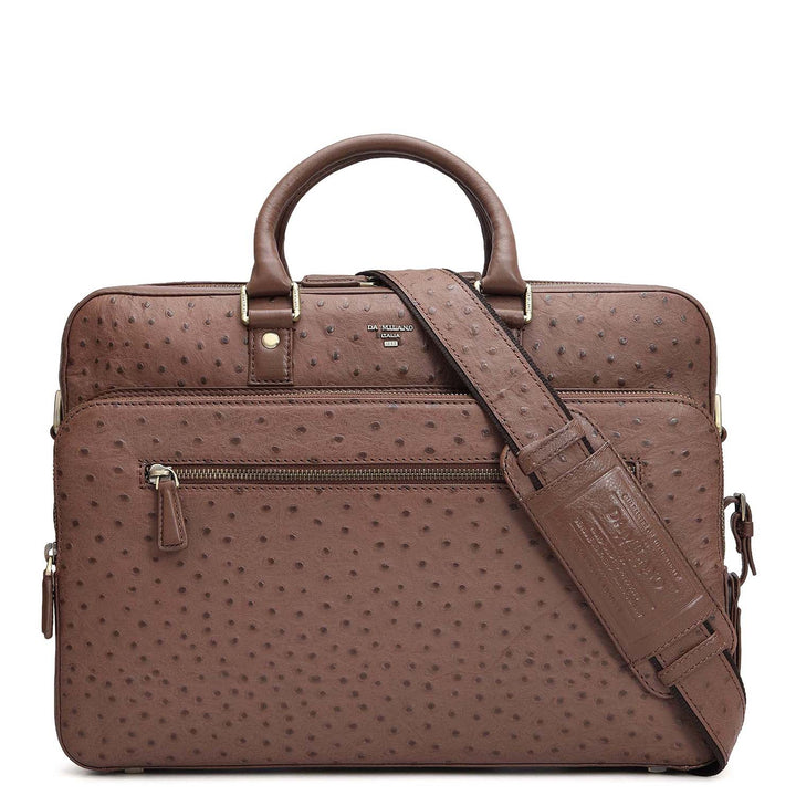 Ostrich Leather Laptop Bag - Mocha