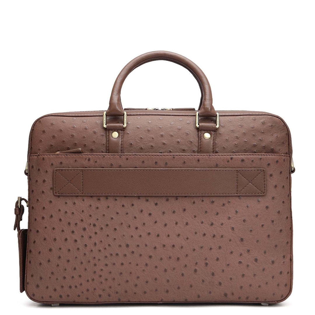 Ostrich Leather Laptop Bag - Mocha