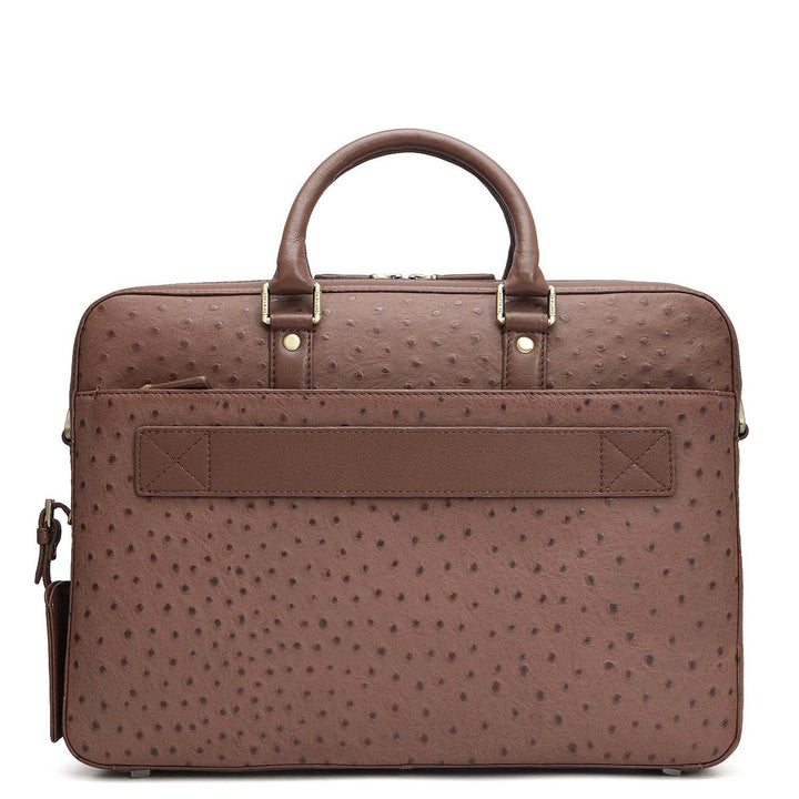 Ostrich Leather Laptop Bag - Mocha