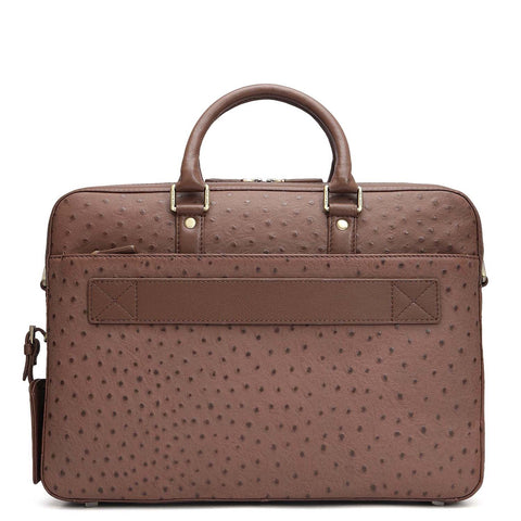 Ostrich Leather Laptop Bag - Mocha