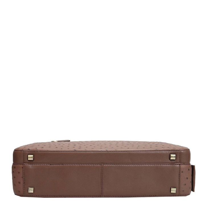 Ostrich Leather Laptop Bag - Mocha