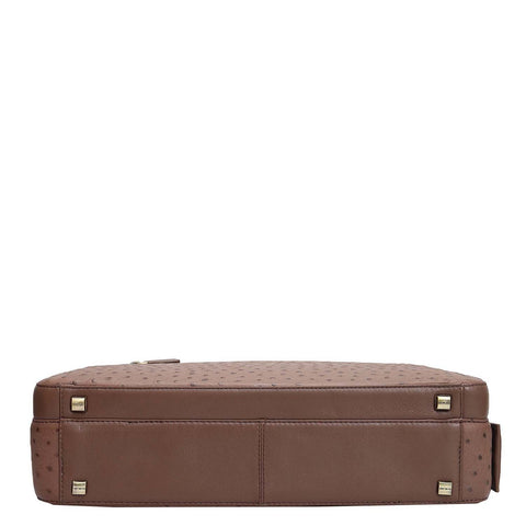 Ostrich Leather Laptop Bag - Mocha