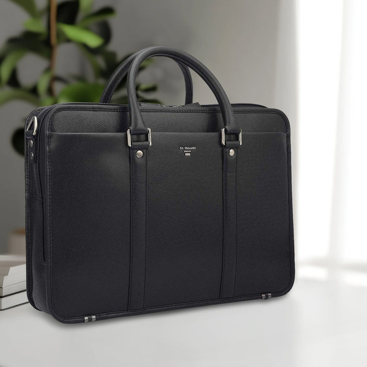 Franzy Leather Laptop Bag - Black
