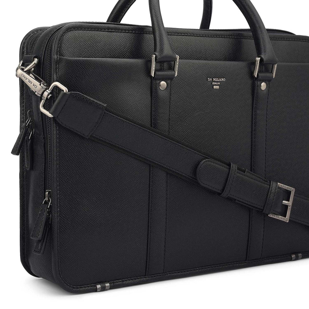 Franzy Leather Laptop Bag - Black