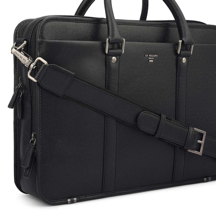 Franzy Leather Laptop Bag - Black