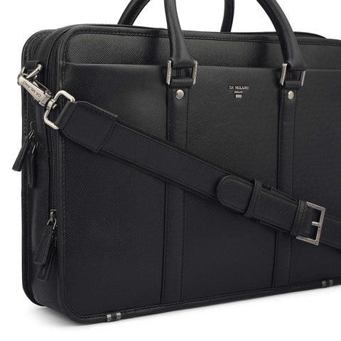 Franzy Leather Laptop Bag - Black