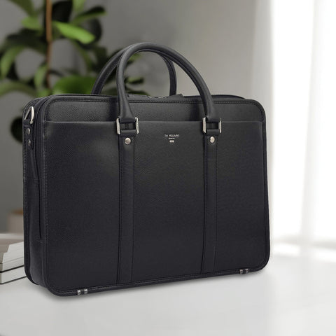 Franzy Leather Laptop Bag - Black