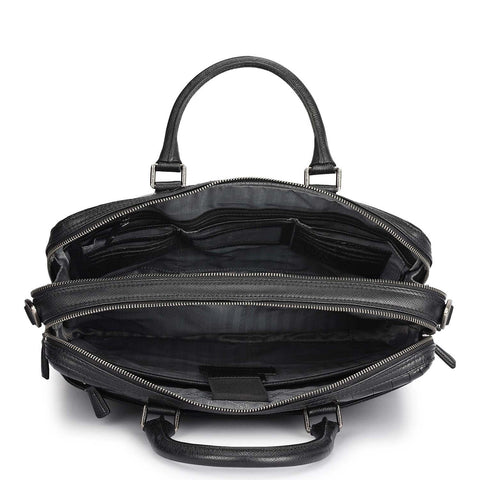 Croco Leather Laptop Bag - Black