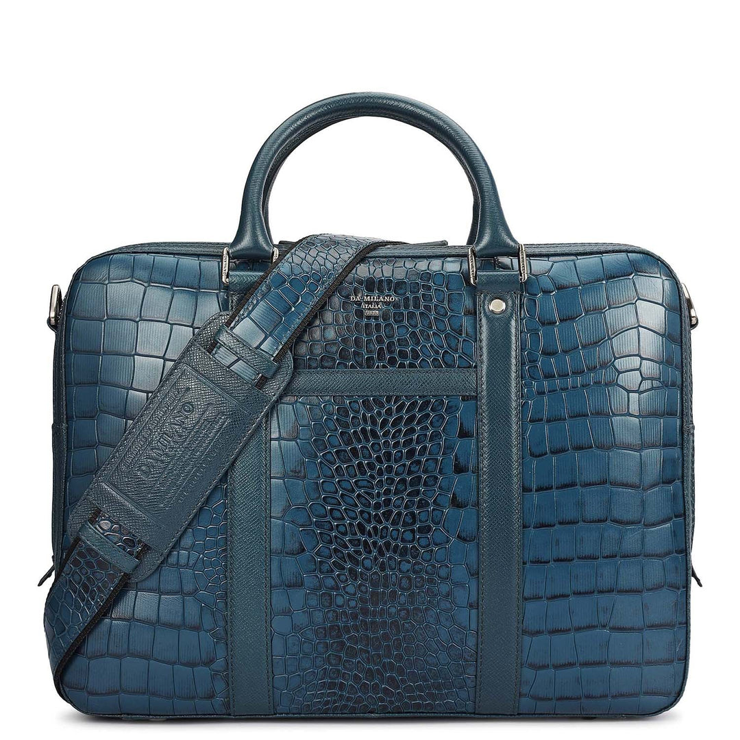 Croco Leather Laptop Bag - Octane