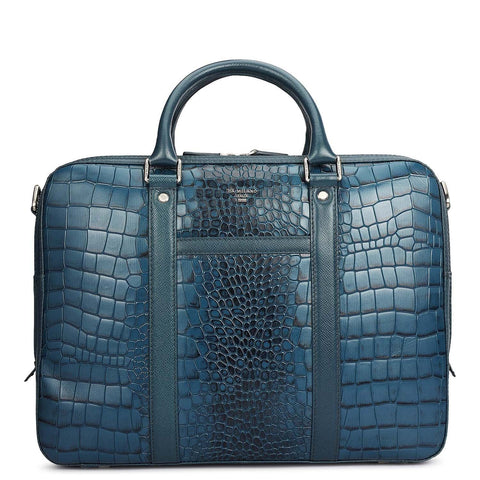 Croco Leather Laptop Bag - Octane