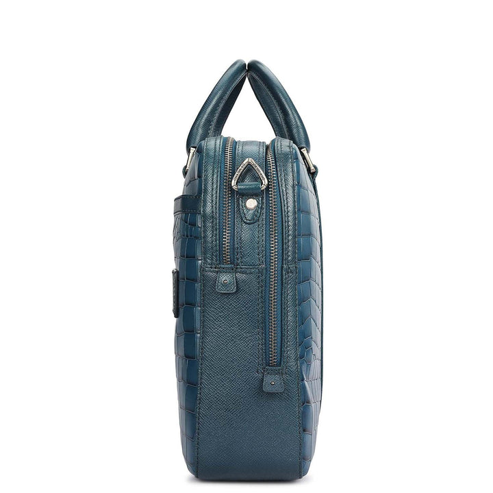 Croco Leather Laptop Bag - Octane