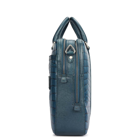 Croco Leather Laptop Bag - Octane