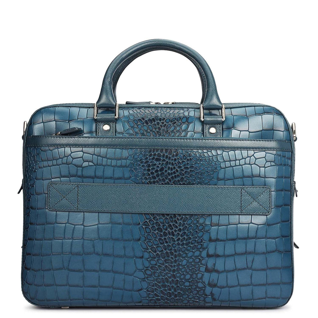 Croco Leather Laptop Bag - Octane