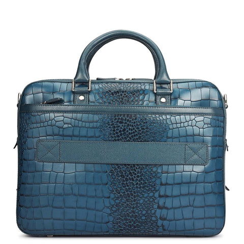 Croco Leather Laptop Bag - Octane