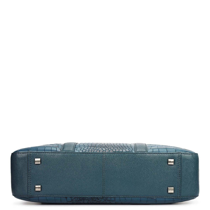 Croco Leather Laptop Bag - Octane
