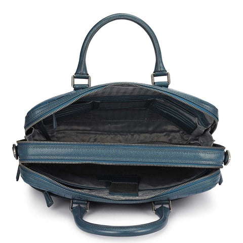 Croco Leather Laptop Bag - Octane
