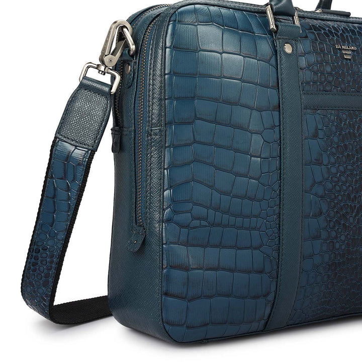 Croco Leather Laptop Bag - Octane