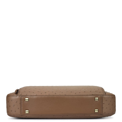 Ostrich Leather Laptop Bag - Mocha