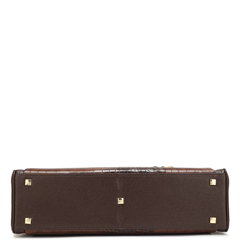 Brown Croco Leather Computer Bag - Upto 15