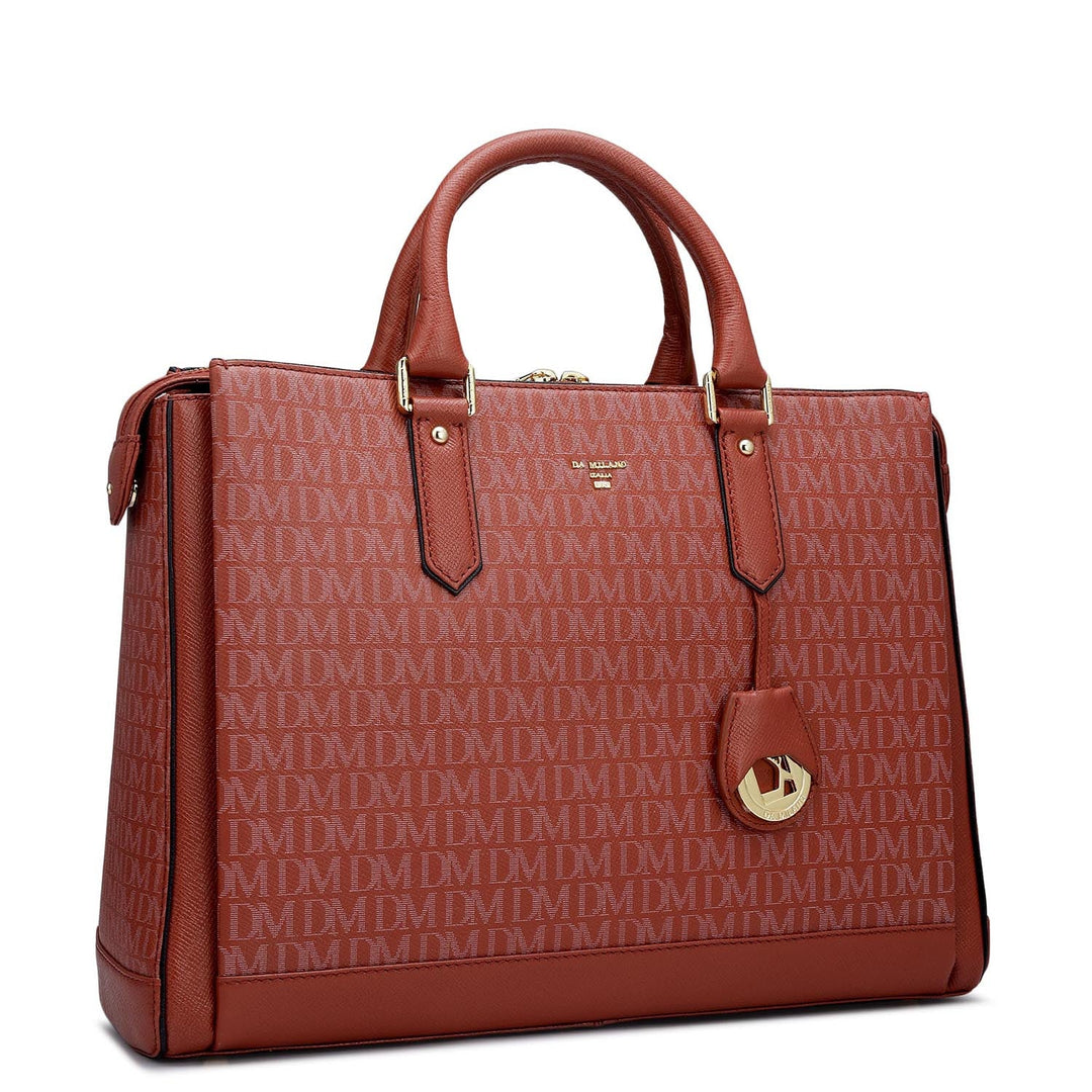 Monogram Franzy Leather Laptop Bag - Brick