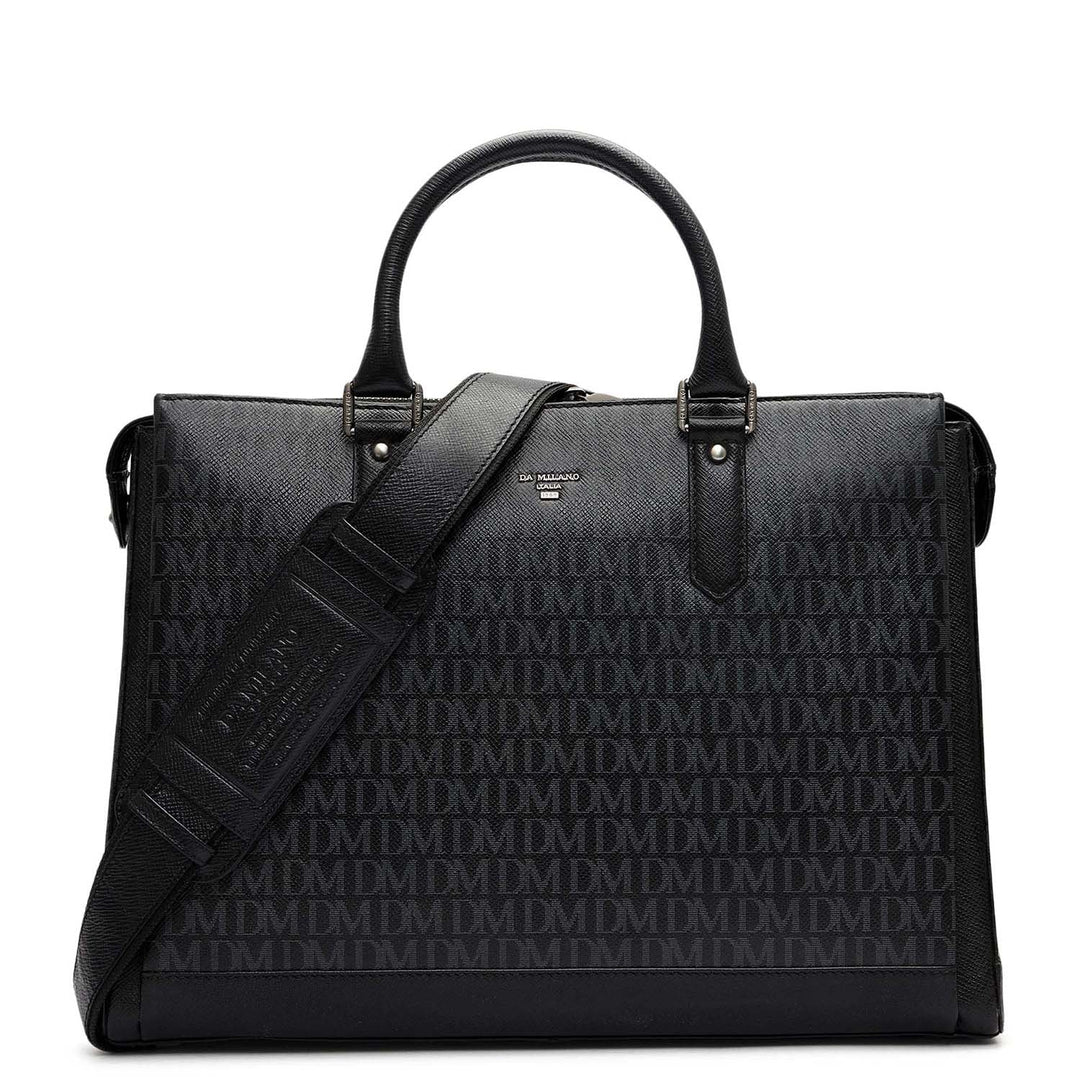 Monogram Franzy Leather Laptop Bag - Black