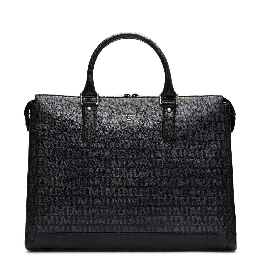 Monogram Franzy Leather Laptop Bag - Black