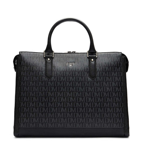 Monogram Franzy Leather Laptop Bag - Black