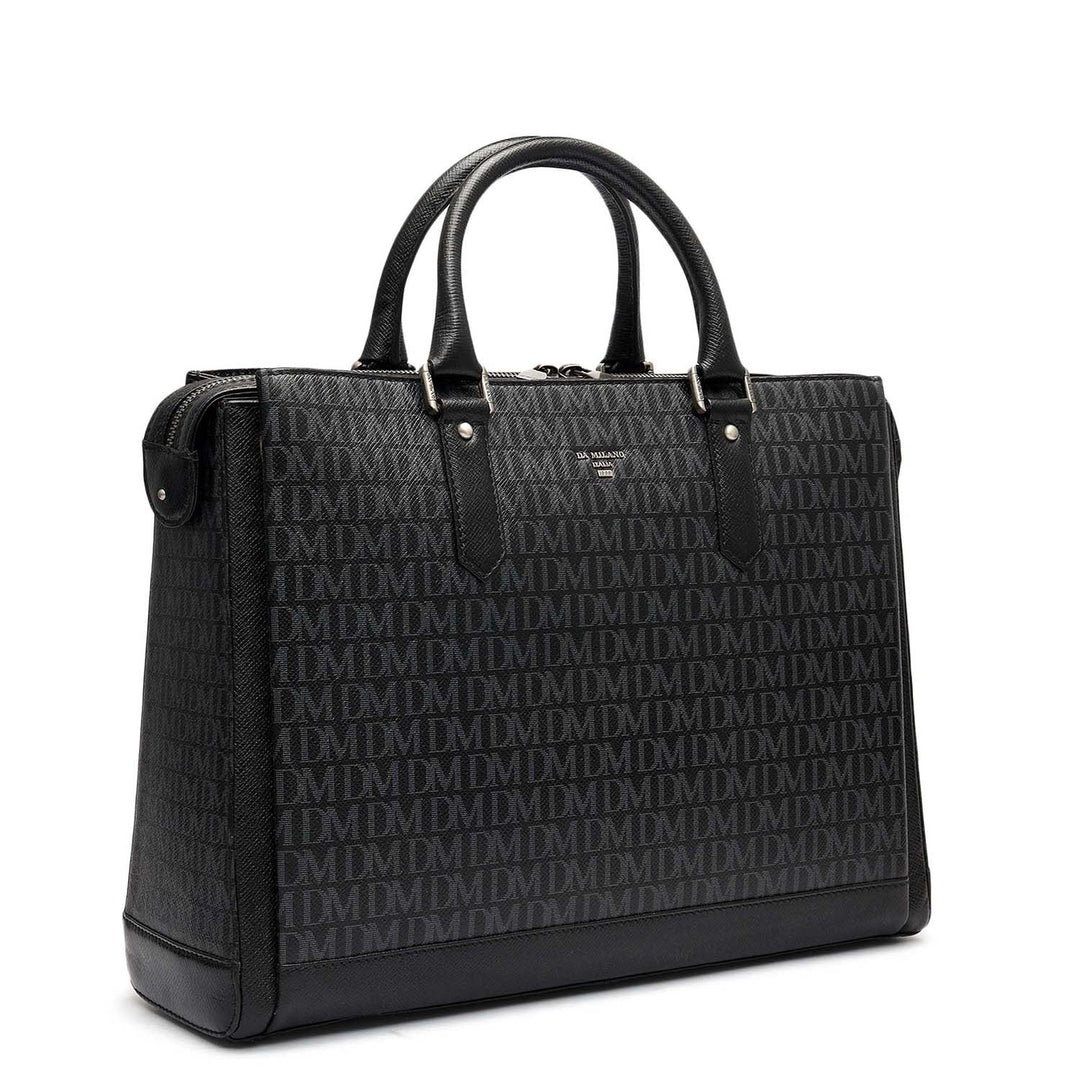 Monogram Franzy Leather Laptop Bag - Black