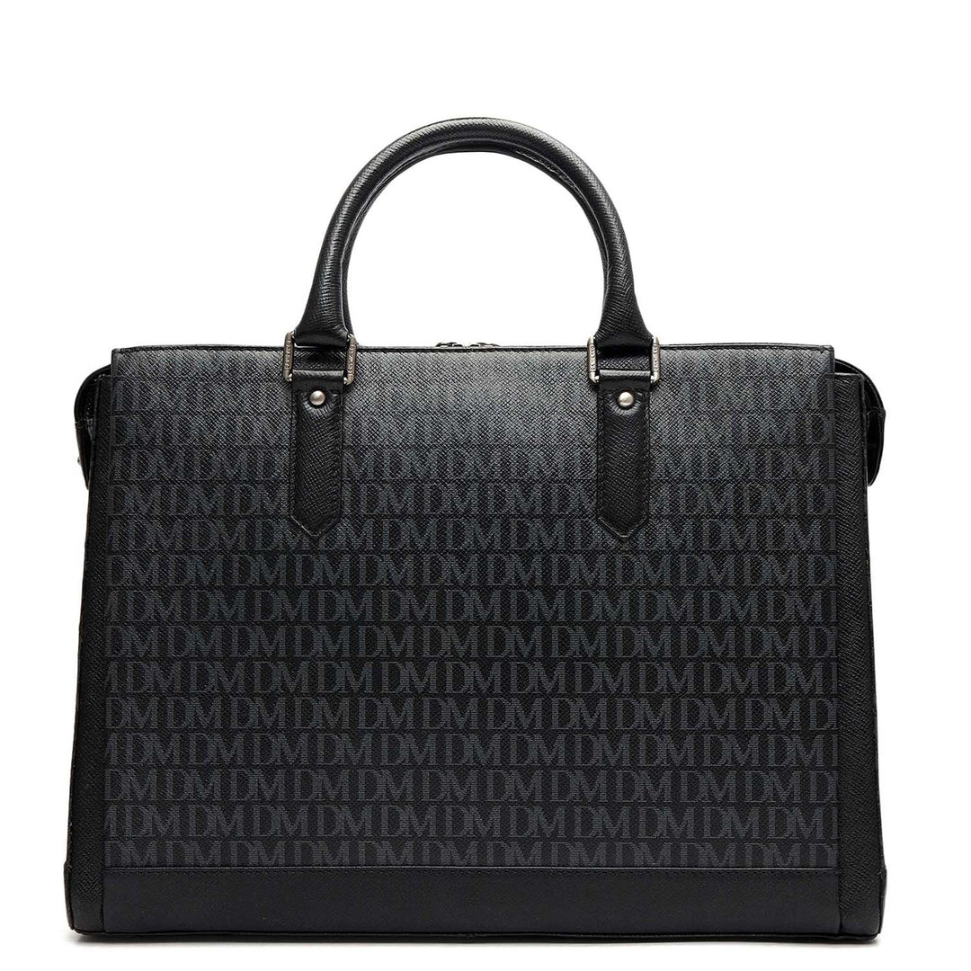 Monogram Franzy Leather Laptop Bag - Black