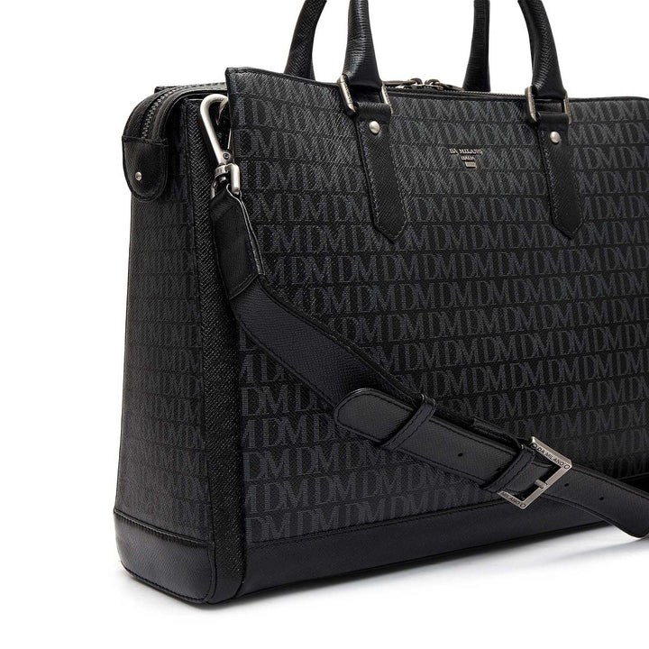 Monogram Franzy Leather Laptop Bag - Black