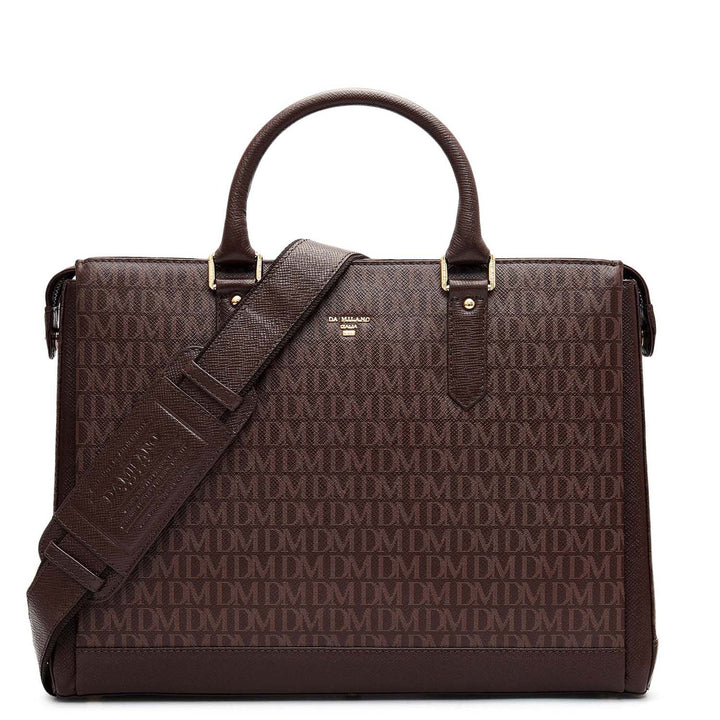 Monogram Franzy Leather Laptop Bag - Chocolate