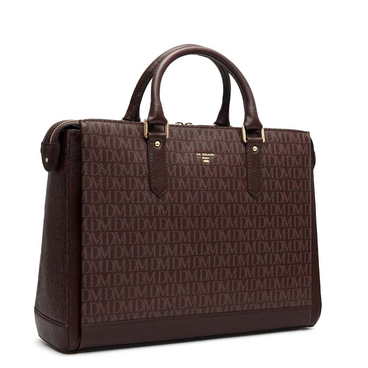 Monogram Franzy Leather Laptop Bag - Chocolate