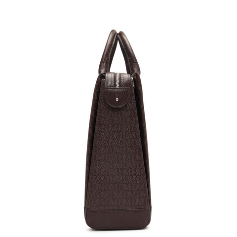 Monogram Franzy Leather Laptop Bag - Chocolate