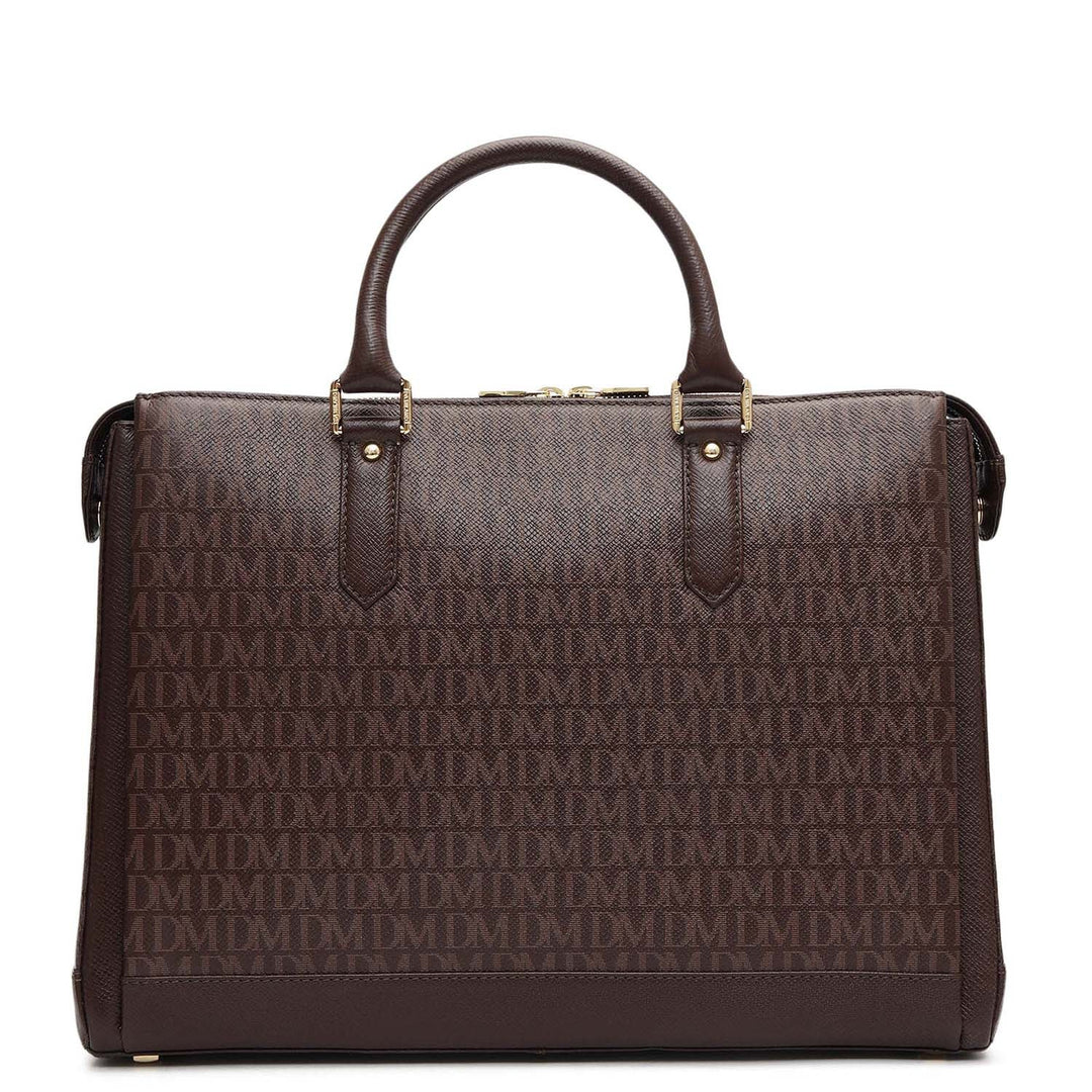 Monogram Franzy Leather Laptop Bag - Chocolate