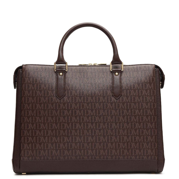 Monogram Franzy Leather Laptop Bag - Chocolate