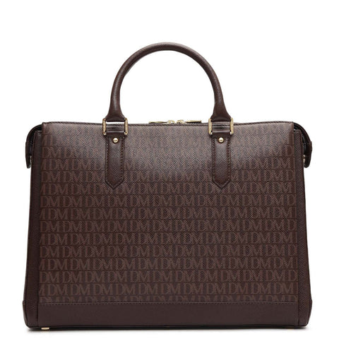 Monogram Franzy Leather Laptop Bag - Chocolate