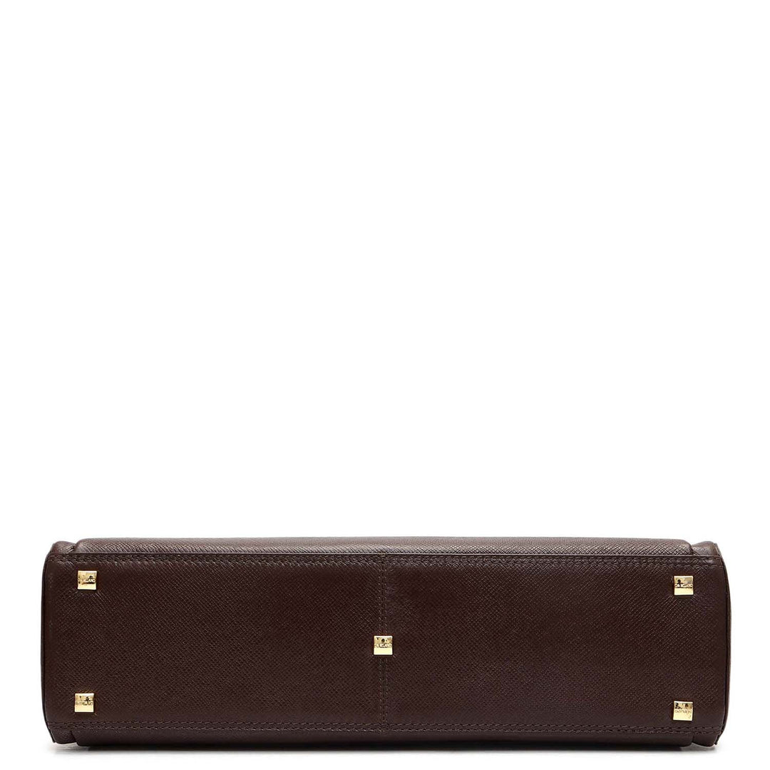 Monogram Franzy Leather Laptop Bag - Chocolate