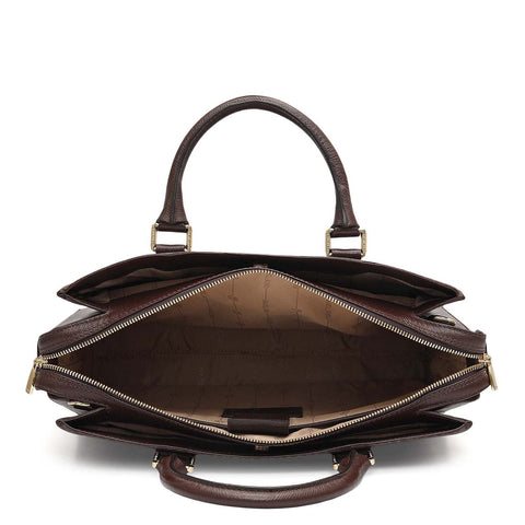 Monogram Franzy Leather Laptop Bag - Chocolate