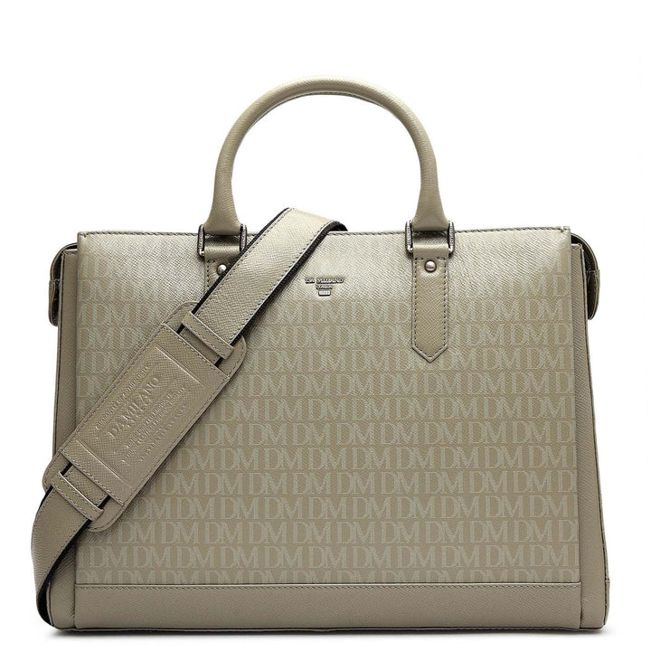 Monogram Franzy Leather Laptop Bag - Stone Grey