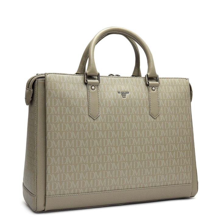 Monogram Franzy Leather Laptop Bag - Stone Grey