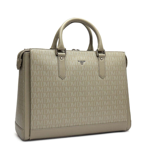 Monogram Franzy Leather Laptop Bag - Stone Grey